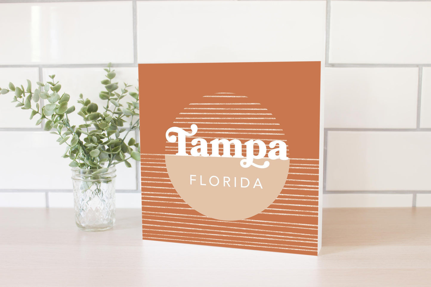 Vintage Groove Half Circle Lines Florida Tampa | Wood Block | Eaches | Min 2