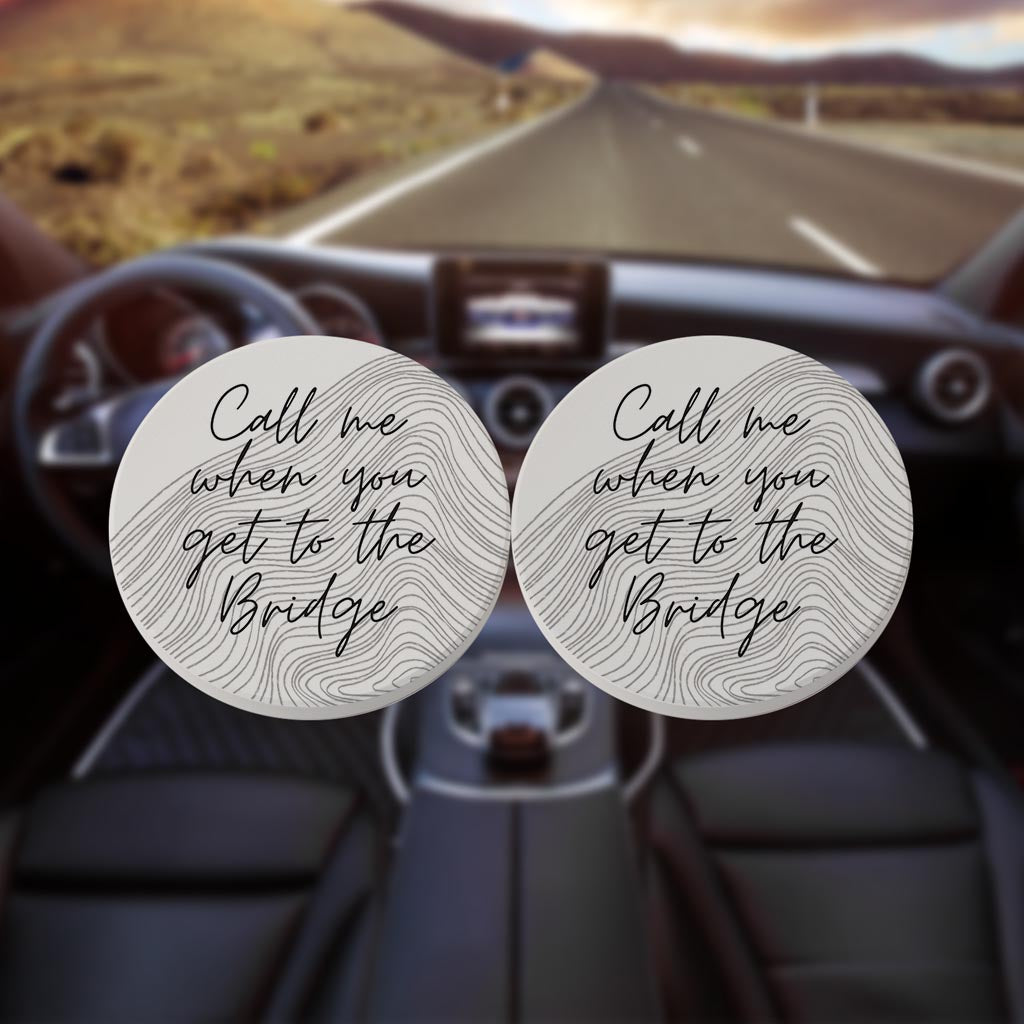 Minimalistic B&W Cape Cod When You Get To The Bridge | Absorbent Car Coasters | Set of 2 | Min 4