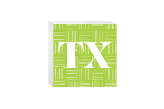 Bright Modern Abbreviated On Green Texas | Wood Block | Eaches | Min 4