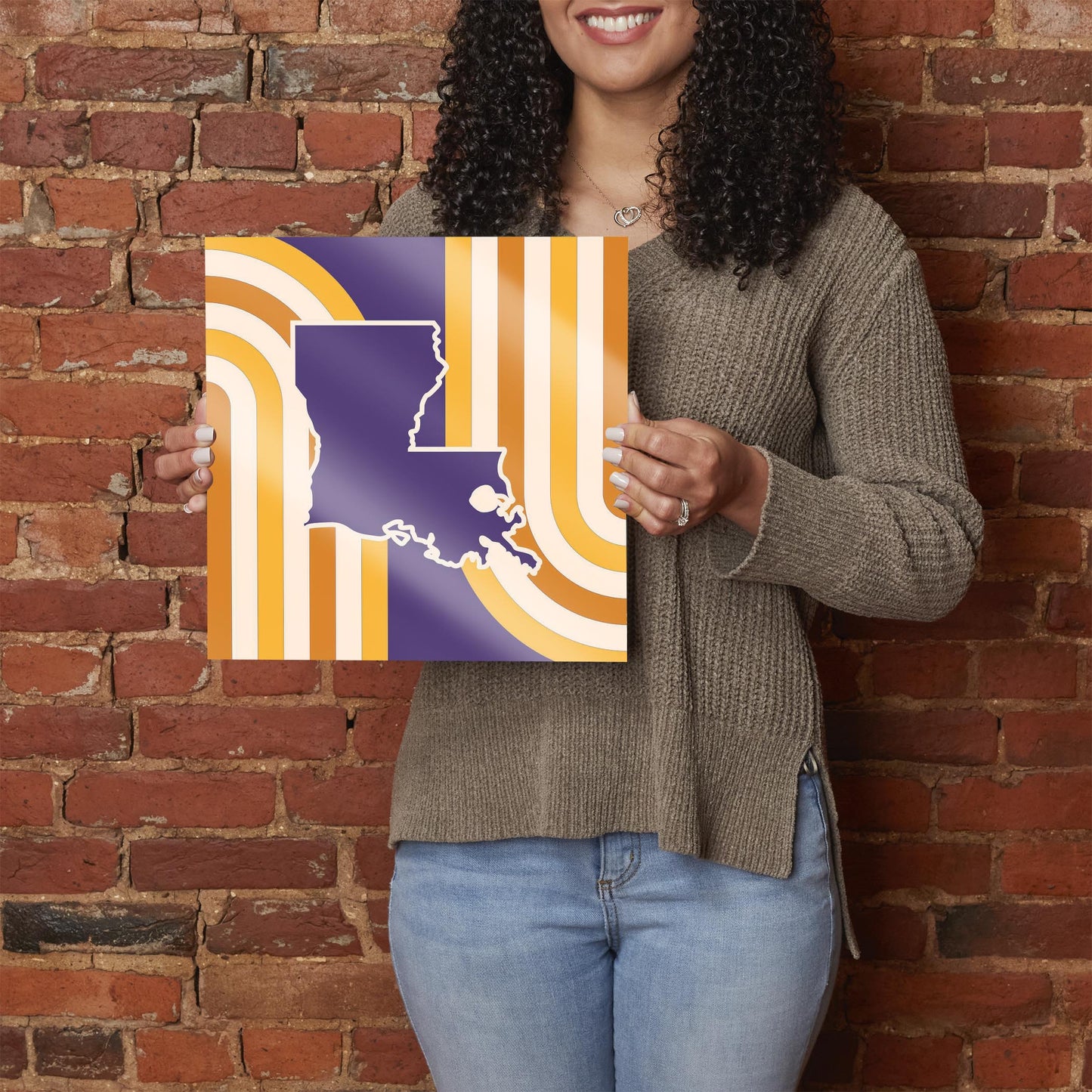 Purple Gold Louisiana Retro State Shape | Hi-Def Glass Art | Eaches | Min 1