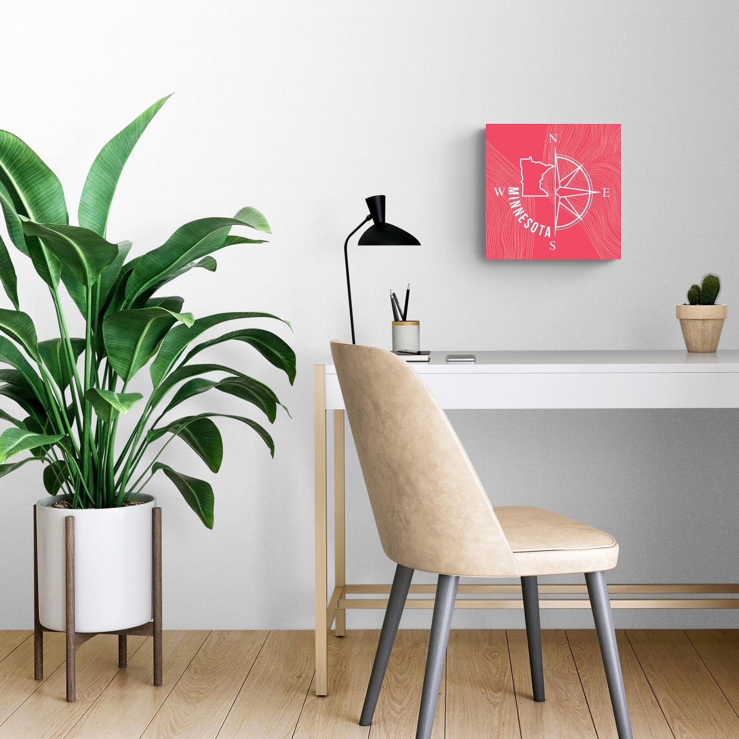 Boho Color Compass State On Pink Minnesota | Wood Sign | Eaches | Min 2