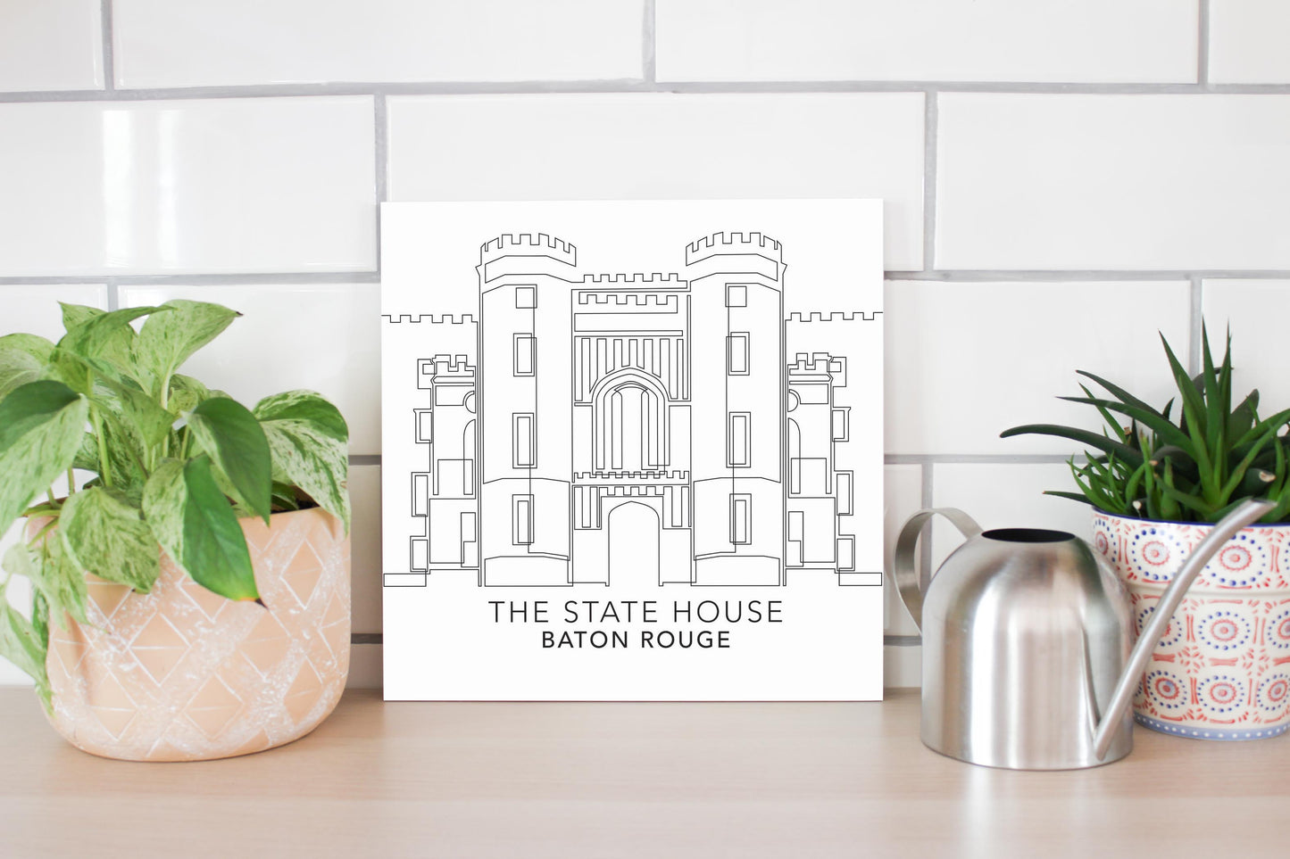 Minimalistic Baton Rouge State House | Wood Sign | Eaches | Min 2