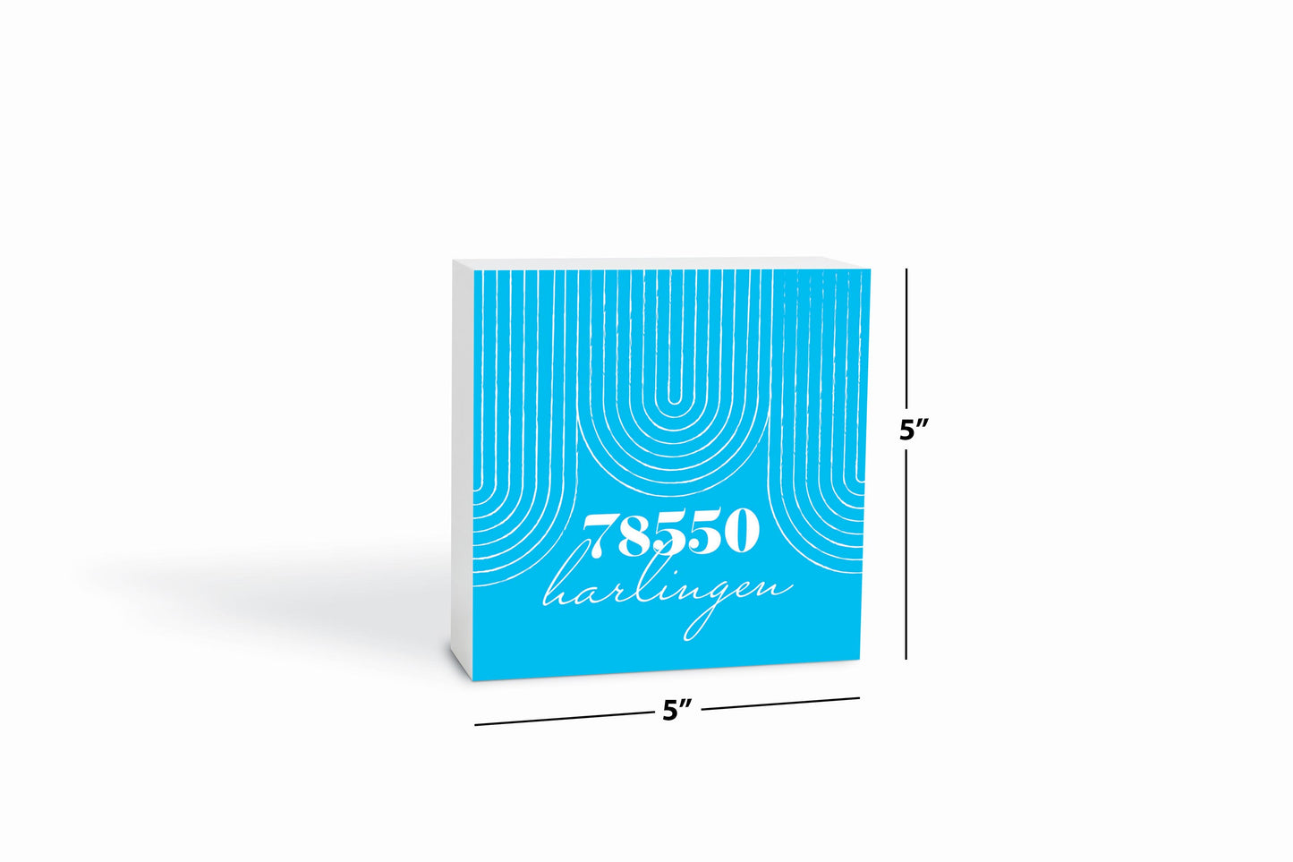 Bright Modern City Zip On Teal Texas Harlingen | Wood Block | Eaches | Min 4