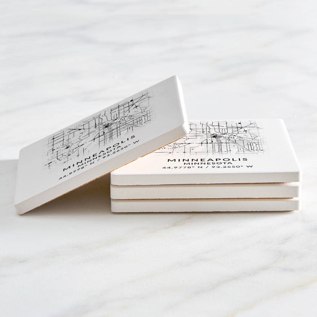 Minneapolis MN Minimalistic Map with Coordinates Absorbent C