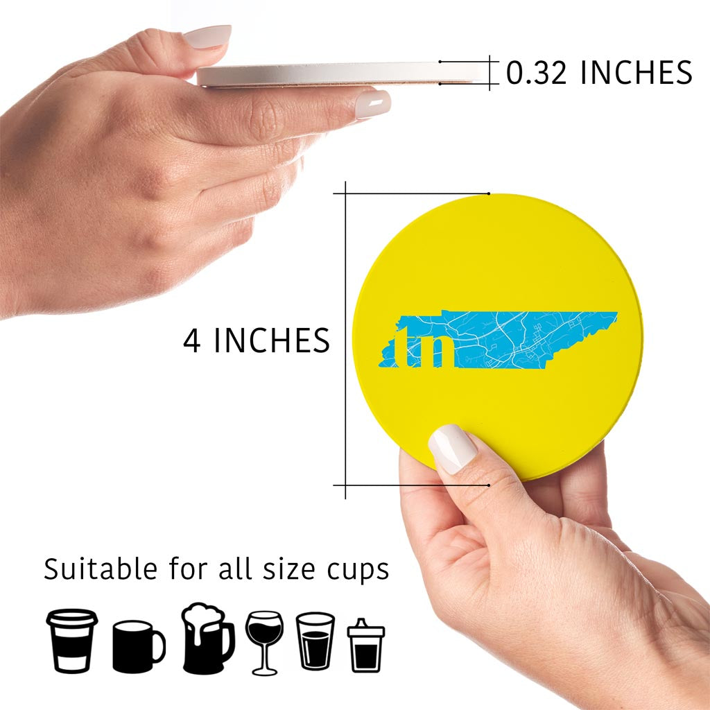 Bright Modern Abbreviated State Yellow Florida Blountville | Absorbent Coasters | Set of 4 | Min 2