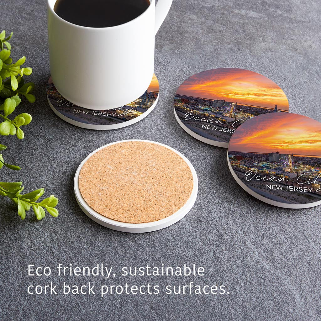 Playland Sunset Round Coaster | Absorbent Coasters | Set of 4 | Min 2