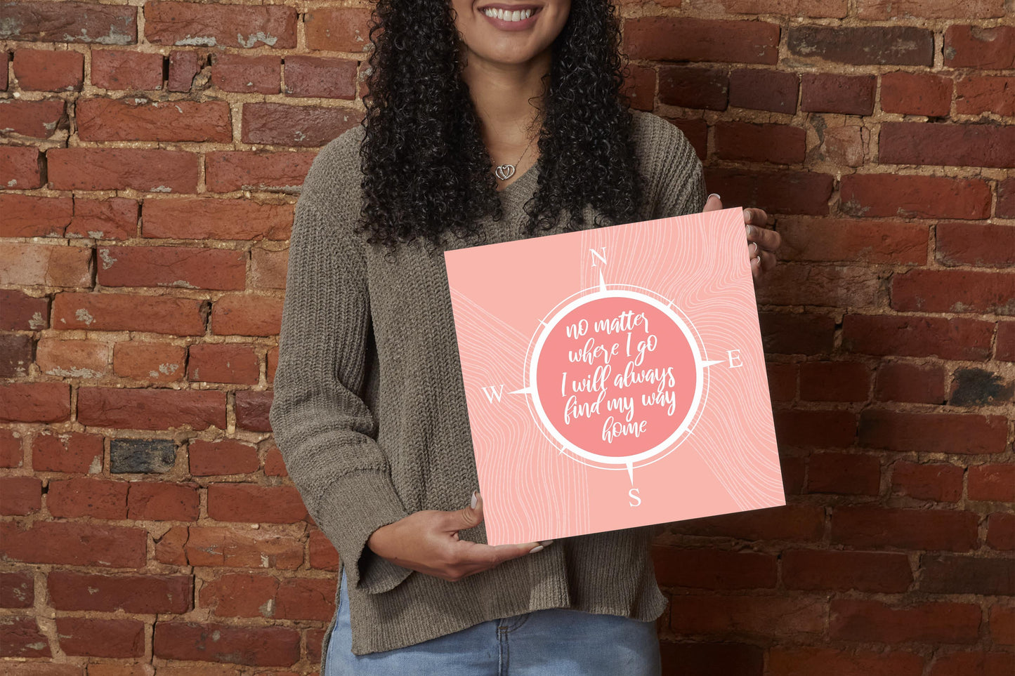 Boho Color Compass On Pink Quote | Wood Sign | Eaches | Min 2