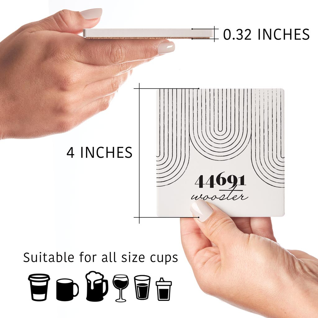 Black And White City Zip On White Ohio Wooster | Absorbent Coasters | Set of 4 | Min 2