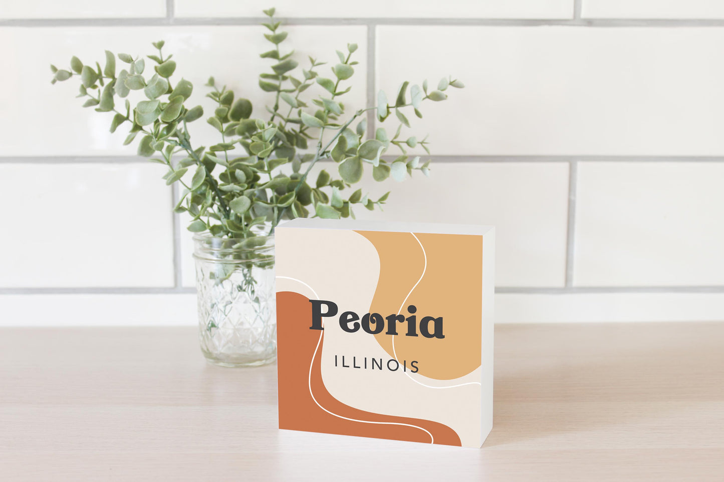 Vintage Groove Fluid Orange Illinois Peoria| Wood Block | Eaches | Min 4