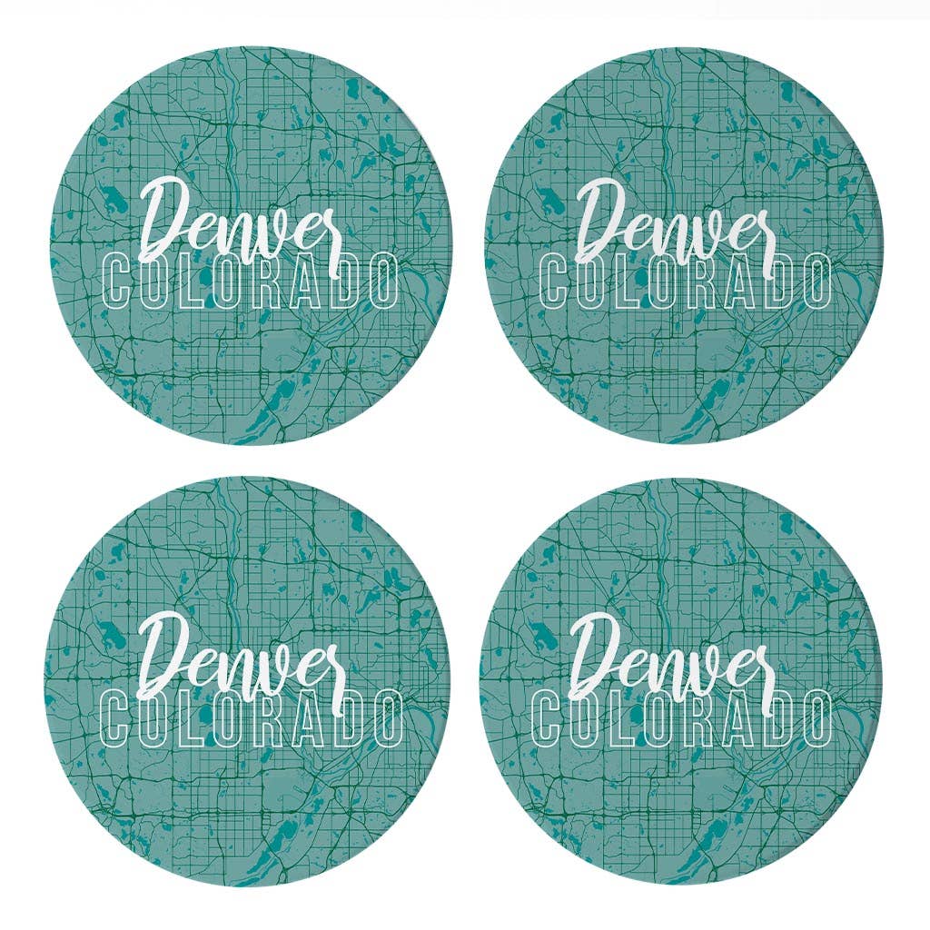Custom City and State Set of 4 Coasters Boho Color S9U5MY