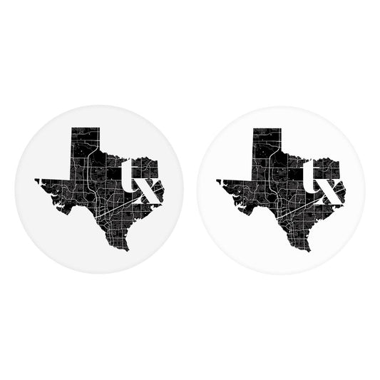Black and White Abbreviated State Map White Texas