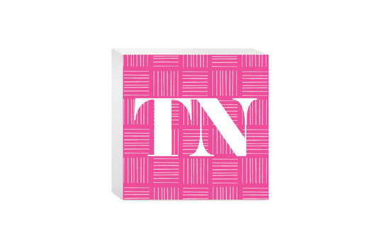 Bright Modern Abbreviated On Pink Tennessee | Wood Block | Eaches | Min 4