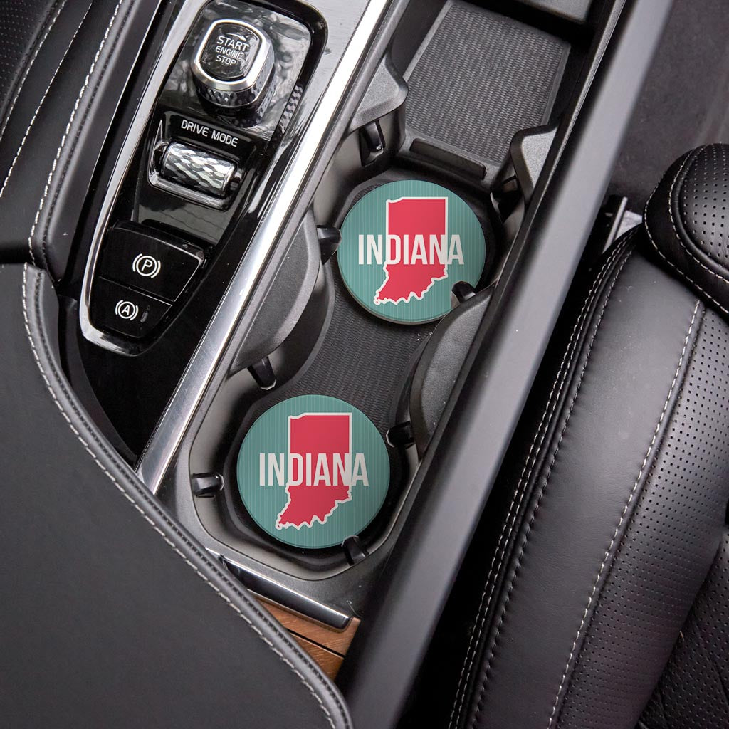Boho Color State On Blue Indiana| Absorbent Car Coasters | Set of 2 | Min 4