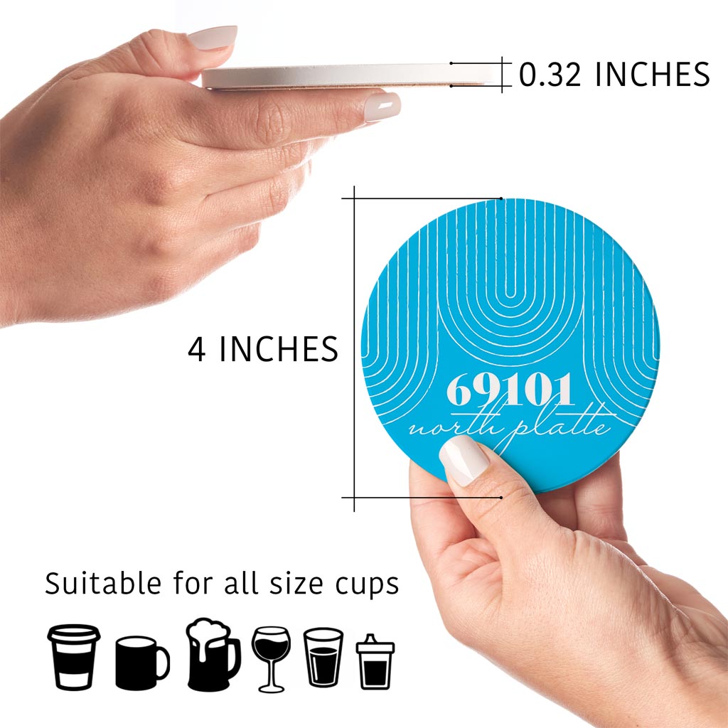 Bright Modern City Zip On Teal Nebraska North Platte | Absorbent Coasters | Set of 4 | Min 2