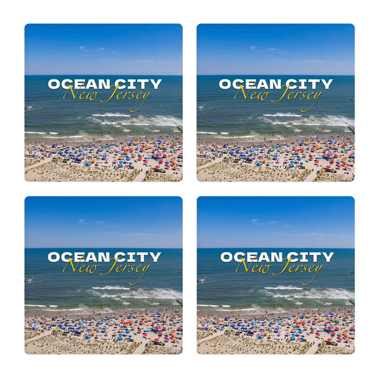 Beach Day Square Coaster| Absorbent Coasters | Set of 4 | Min 2