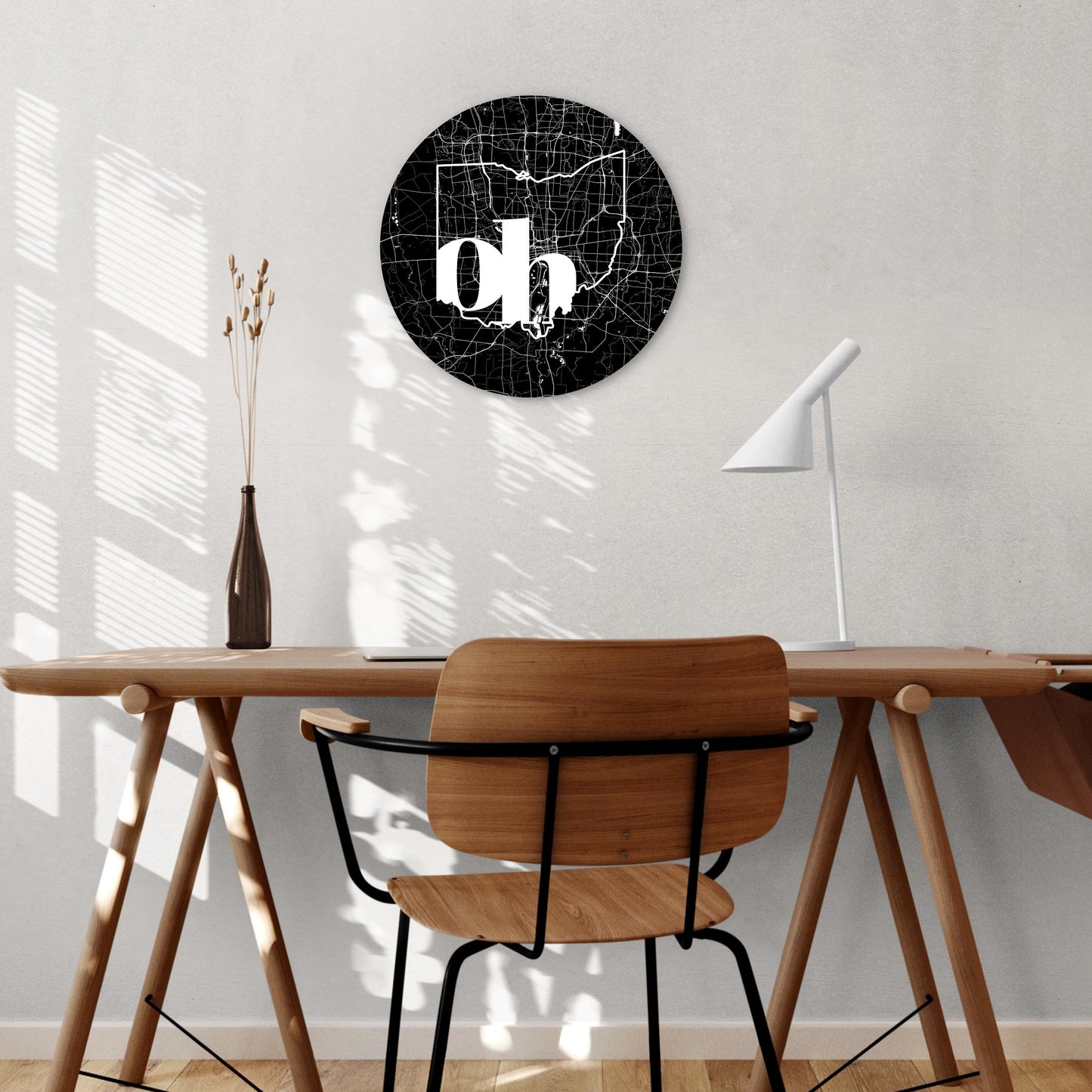 Black And White Abbreviated State Map Black Ohio Columbus | Wood Sign | Eaches | Min 1