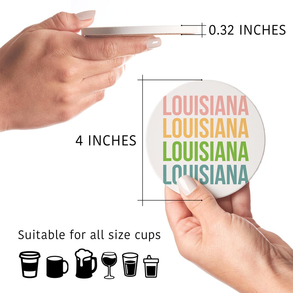 Boho Color Repeated State Name Louisiana | Absorbent Coasters | Set of 4 | Min 2