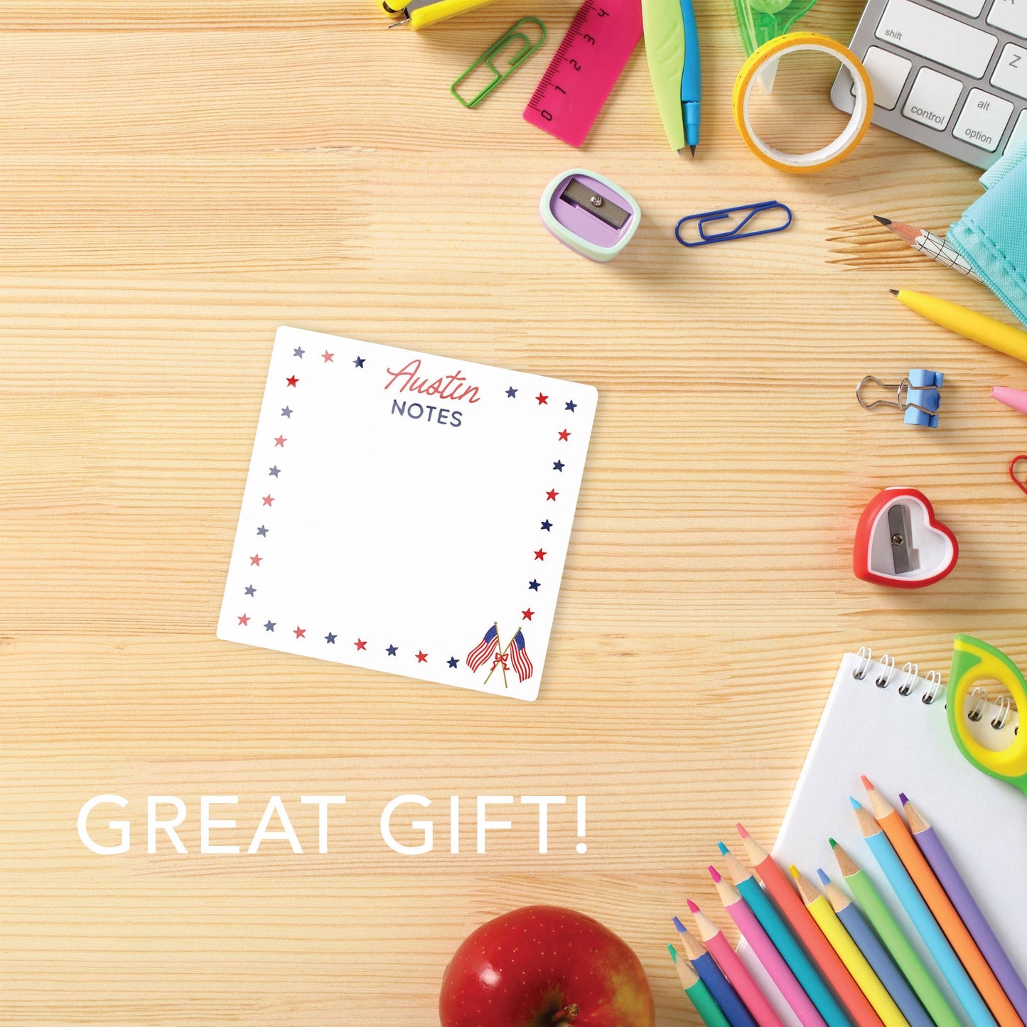 Custom American Summer Star Dry Erase Glass Tile