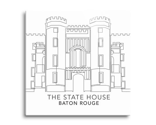 Minimalistic Baton Rouge State House | Hi-Def Glass Art | Eaches | Min 2