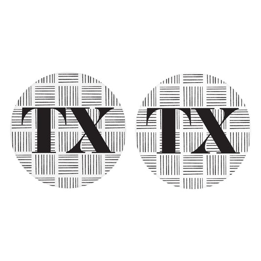 Black and White Abbreviated on White Texas