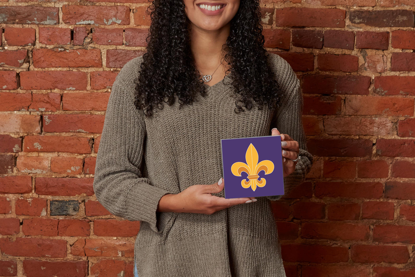 Purple Gold Louisiana Fleur De Lis | Wood Block | Eaches | Min 4