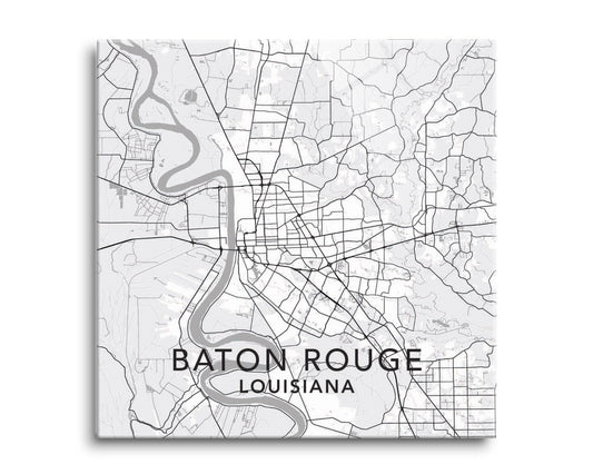 Minimalistic Baton Rouge White Map | Hi-Def Glass Art | Eaches | Min 2