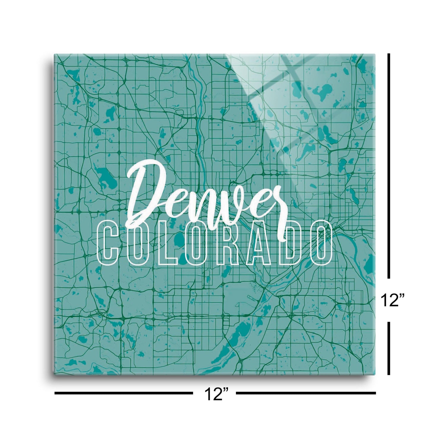 Boho Color Blue Map Colorado Denver | Hi-Def Glass Art | Eaches | Min 1