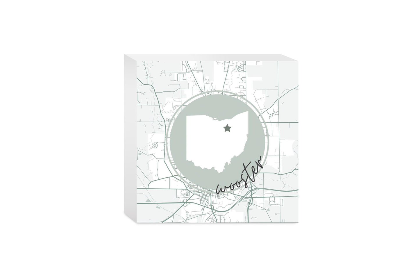 Vintage Groove State Star Map Ohio Wooster | Wood Block | Eaches | Min 4