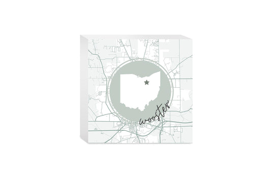 Vintage Groove State Star Map Ohio Wooster | Wood Block | Eaches | Min 4