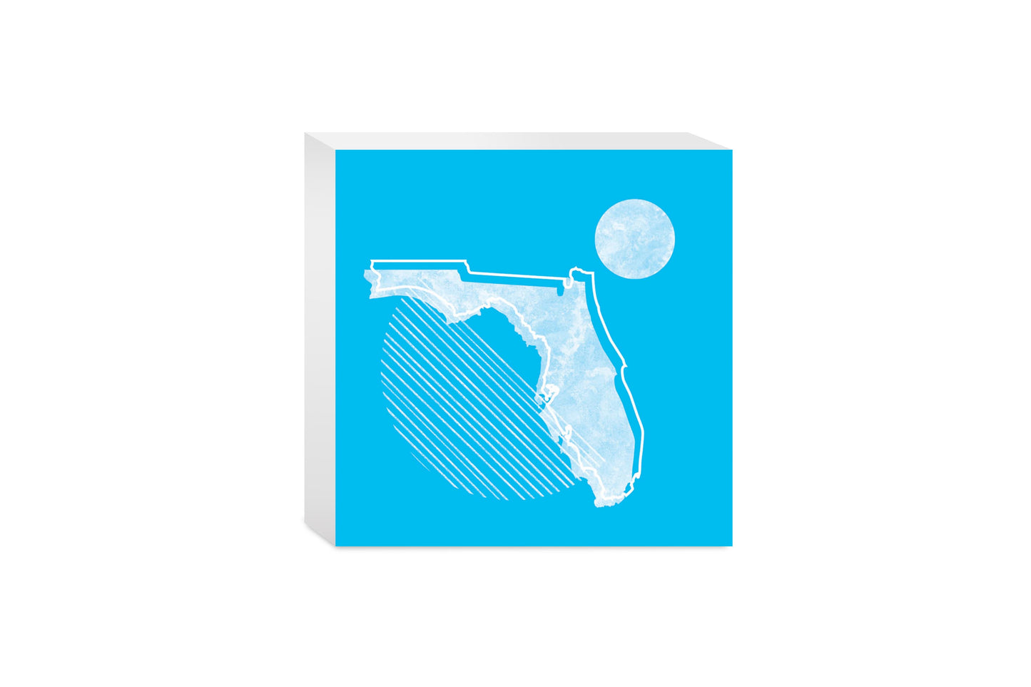 Bright Modern Geometric On Blue Florida | Wood Block | Eaches | Min 4