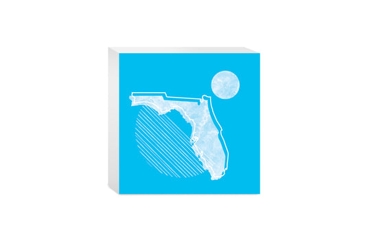 Bright Modern Geometric On Blue Florida | Wood Block | Eaches | Min 4