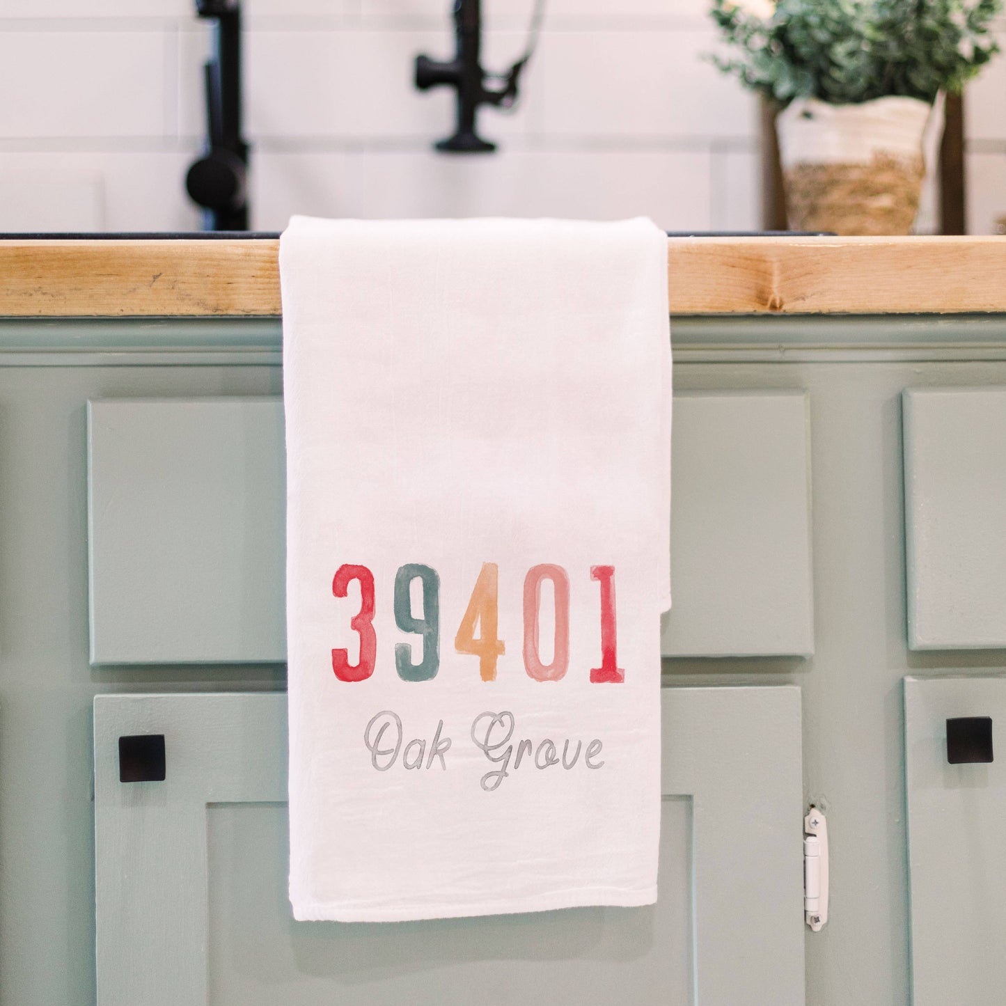 Custom Tea Towel, Watercolor Zip Town, Tea Towels