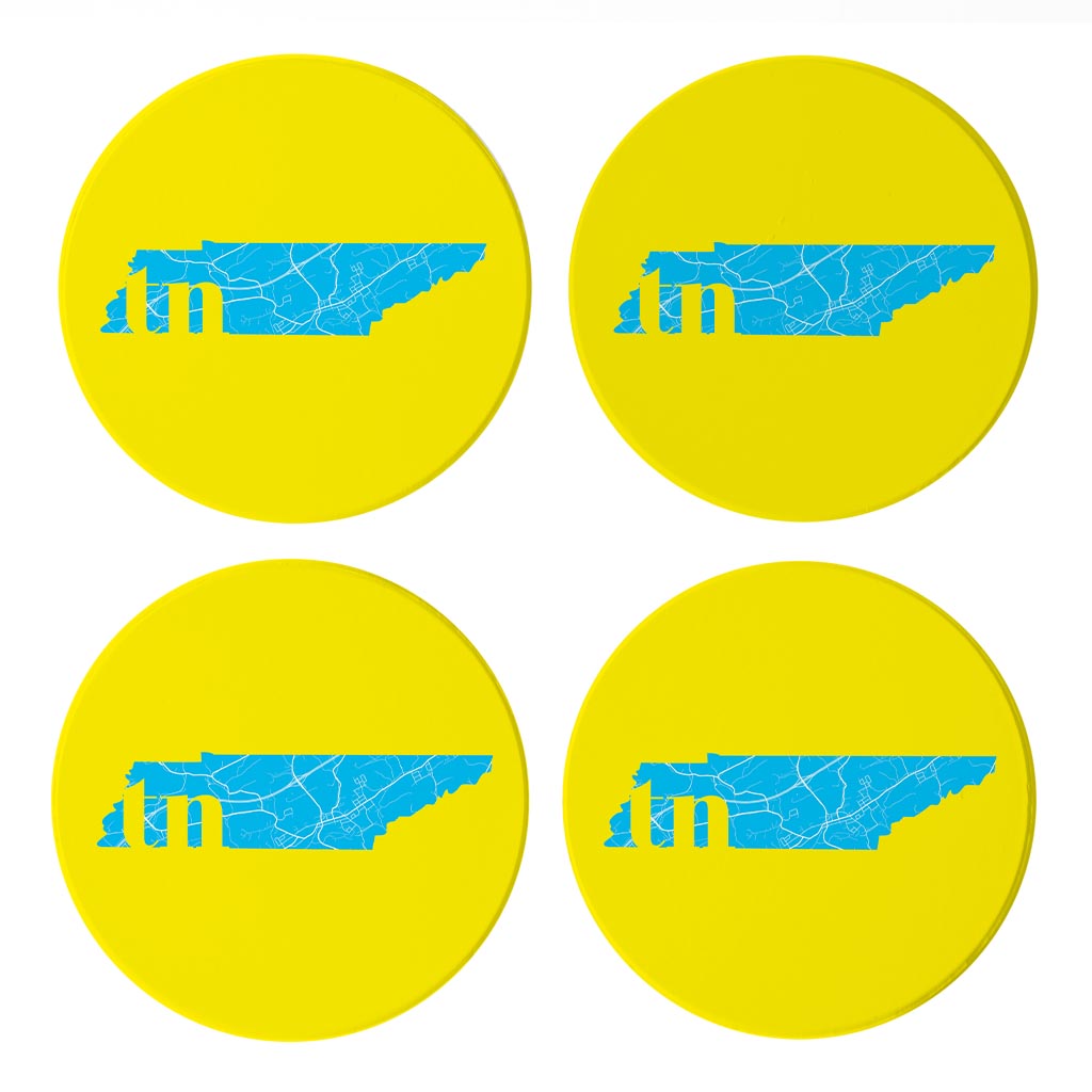 Bright Modern Abbreviated State Yellow Florida Blountville | Absorbent Coasters | Set of 4 | Min 2