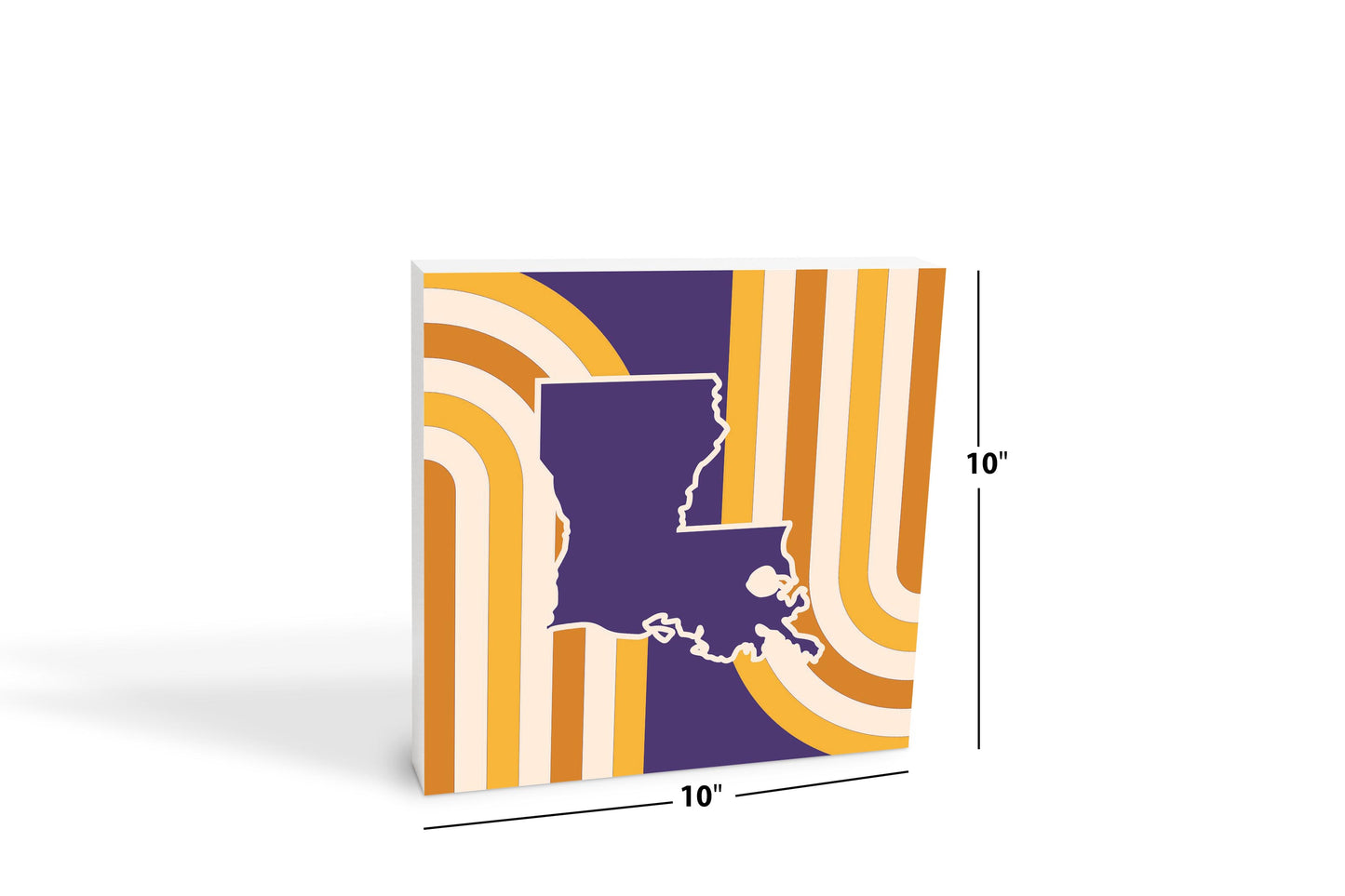 Purple Gold Louisiana Retro State Shape | Wood Block | Eaches | Min 2