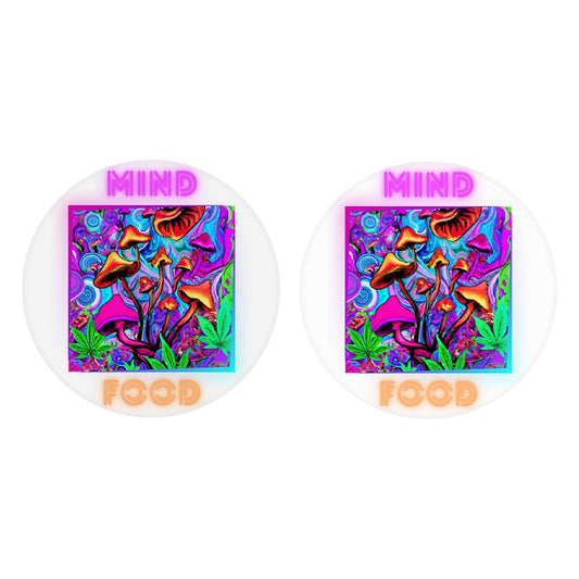 Car Coasters Mind Food Mushrooms Square Set of Two | 2.65x2.65