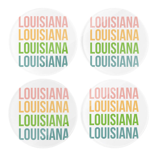 Boho Color Repeated State Name Louisiana | Hi-Def Glass Coasters | Set of 4 | Min 2