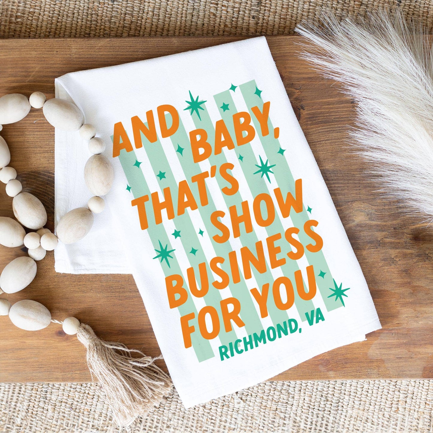 Cotton Tea Towel White-Love+Local Showgirl