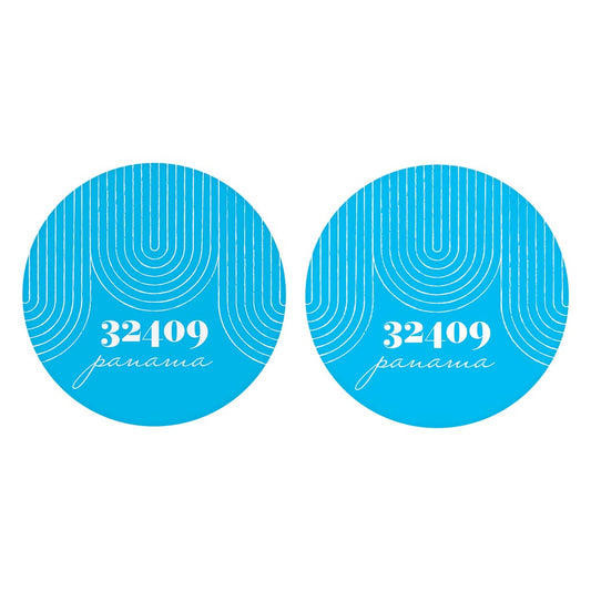 Bright Modern City Zip On Teal Florida Panama | Absorbent Car Coasters | Set of 2 | Min 4