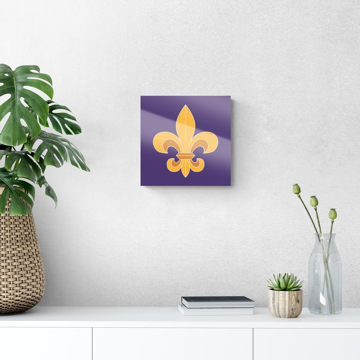 Purple Gold Louisiana Fleur De Lis | Hi-Def Glass Art | Eaches | Min 1