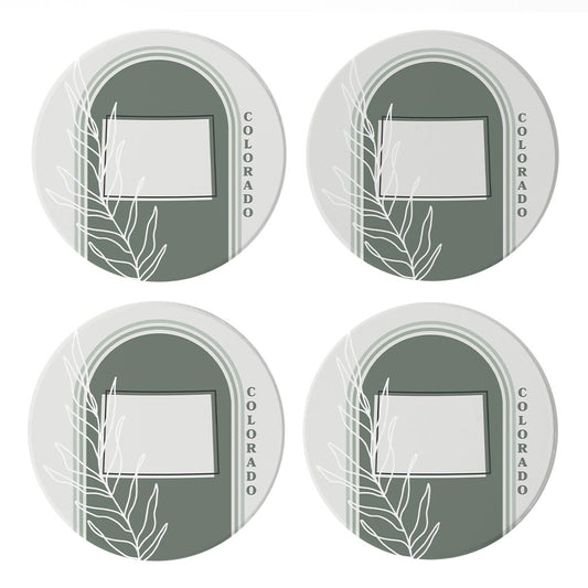 Vintage Groove State With Leaf Colorado| Absorbent Coasters | Set of 4 | Min 2