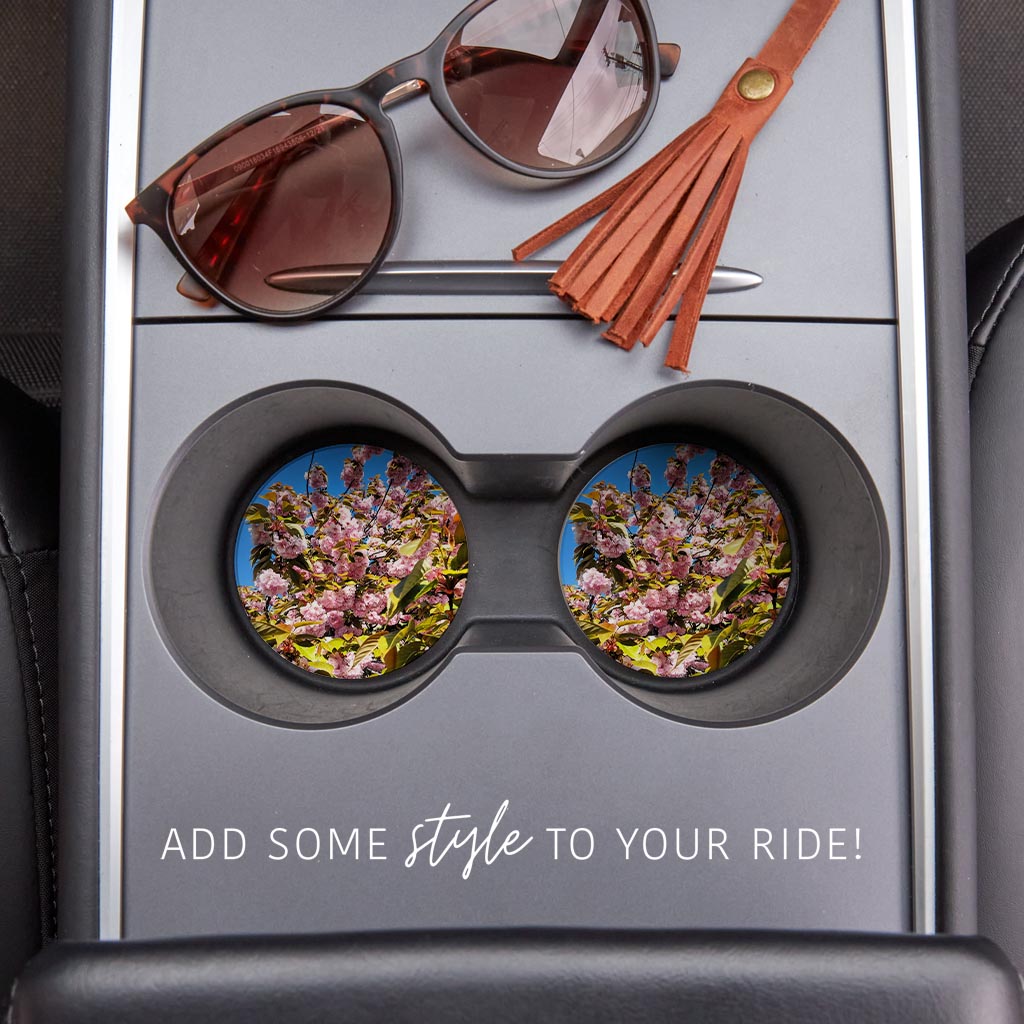 Monokian Cherry Blossoms | Absorbent Car Coasters | Set of 2 | Min 4