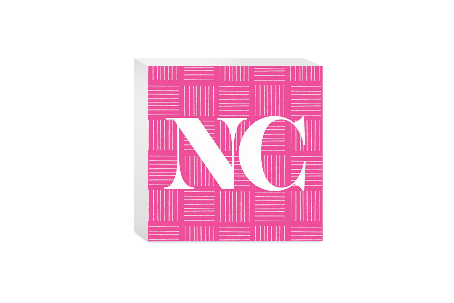 Bright Modern Abbreviated On Pink North Carolina| Wood Block | Eaches | Min 4