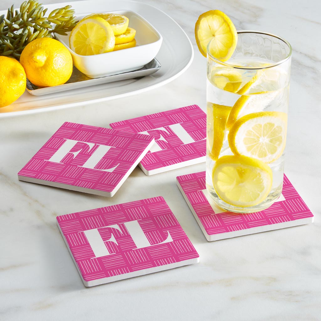 Bright Modern Abbreviated On Pink Florida | Absorbent Coasters | Set of 4 | Min 2