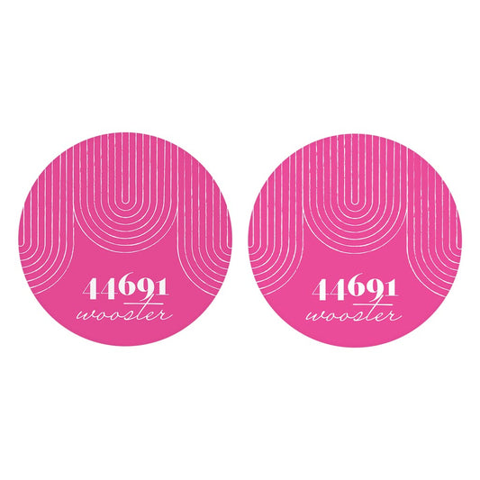 Bright Modern City Zip On Pink Ohio Wooster | Absorbent Car Coasters | Set of 2 | Min 4