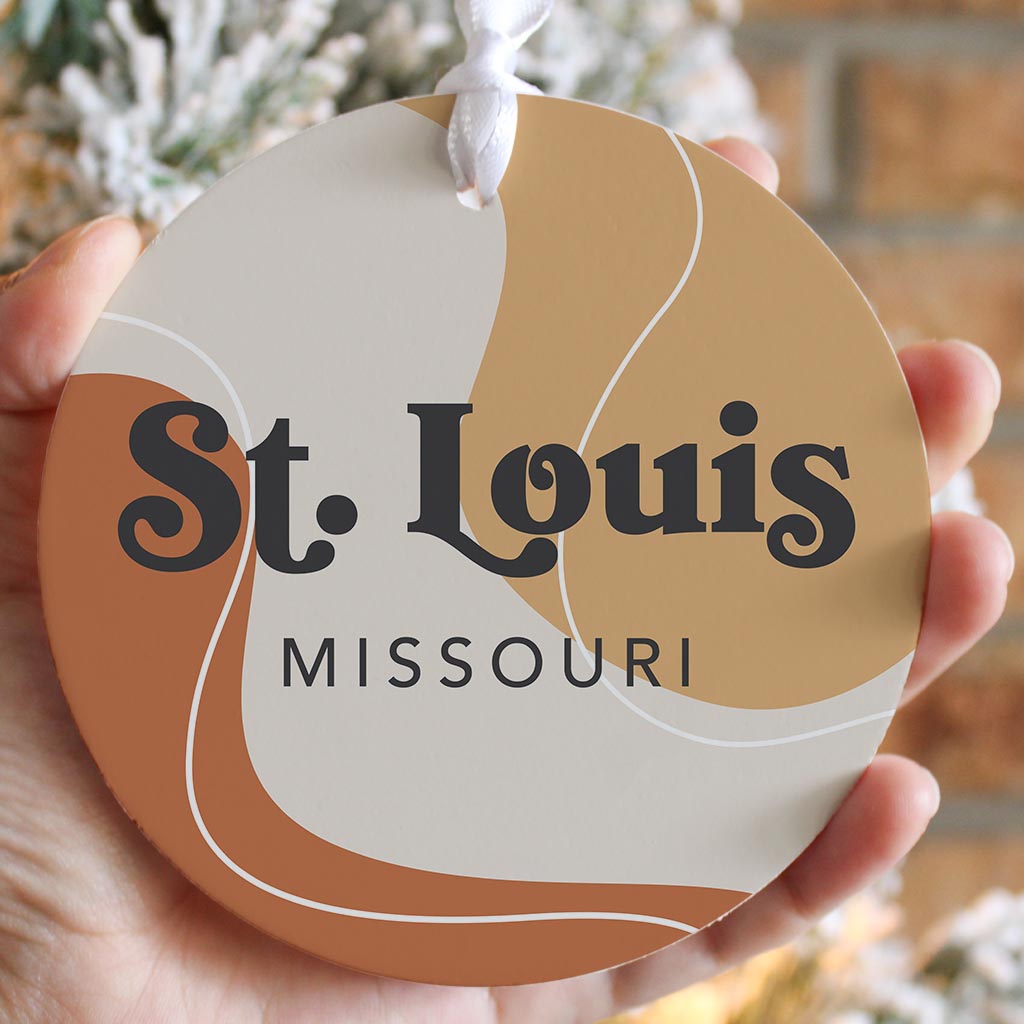 Vintage Groove Fluid Orange Missouri St Louis | Wood Ornament | Eaches | Min 6