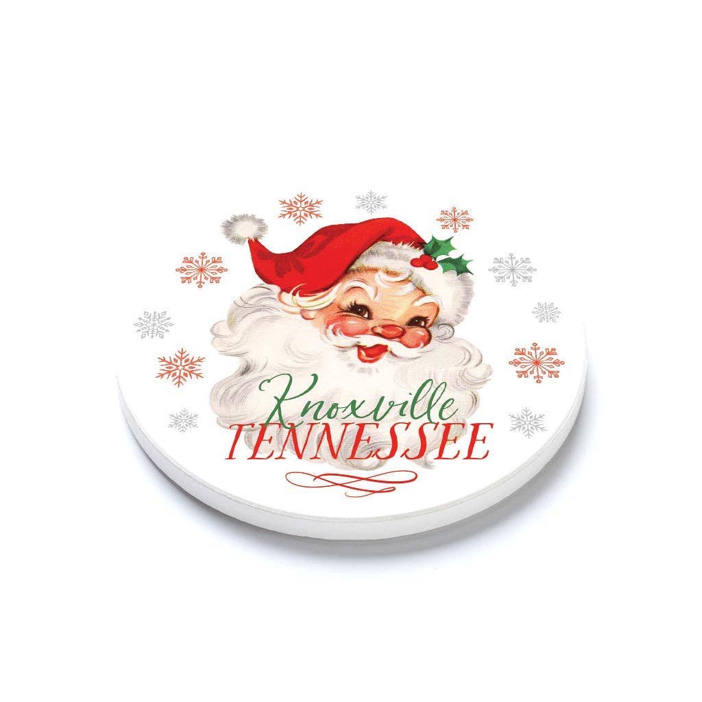 Ceramic Round Coaster-Classic Santa City & State