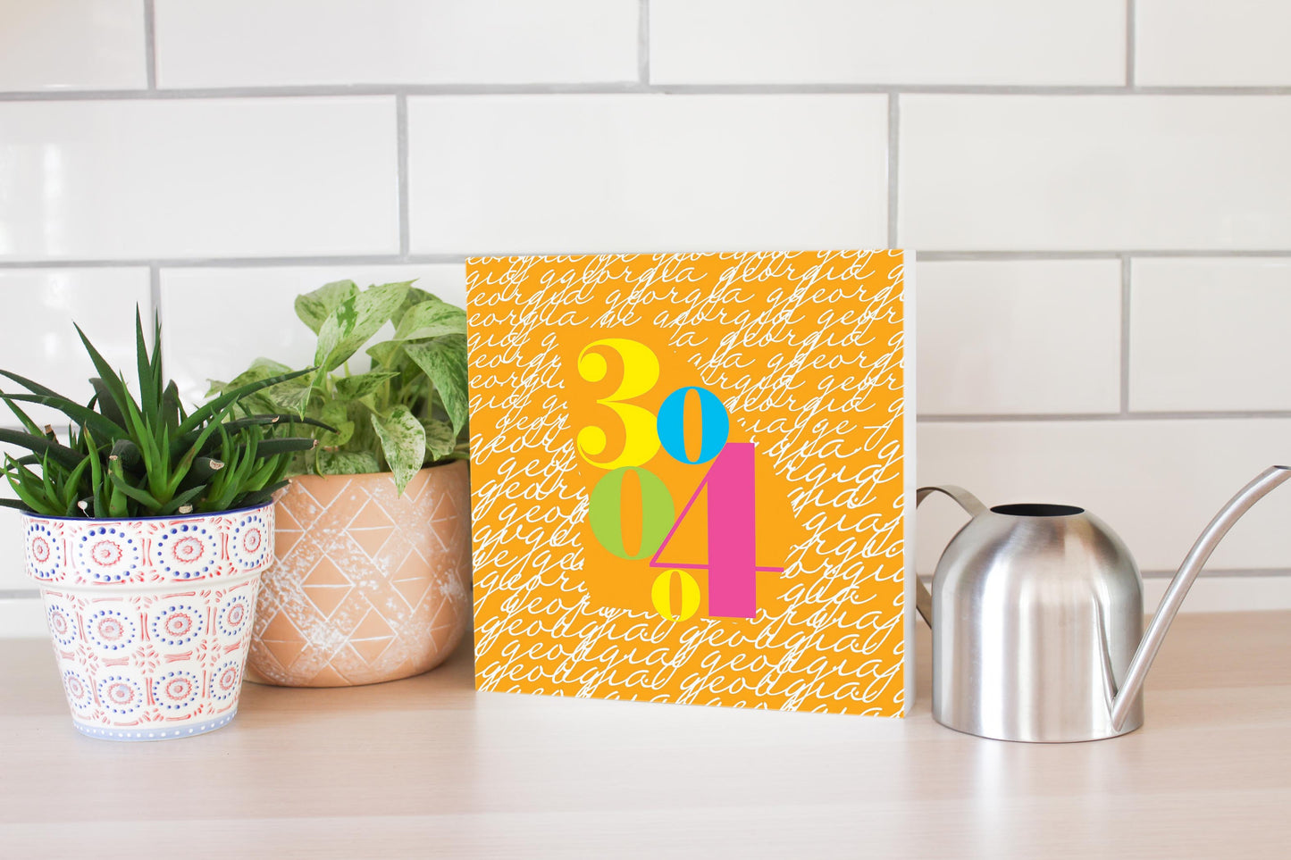 Bright Modern State Script Orange Georgia Atlanta | Wood Block | Eaches | Min 2