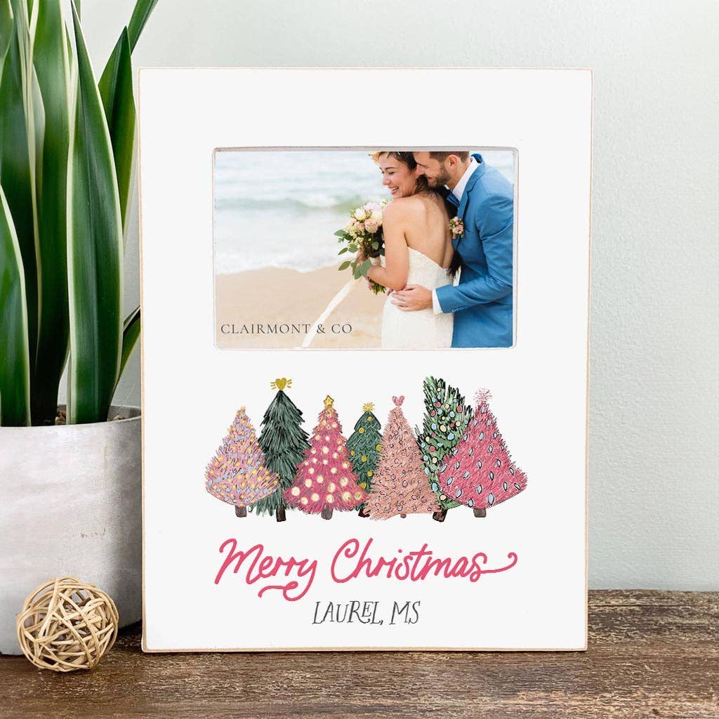 Picture Frame, Pink Christmas Trees, Custom Gift, Decor