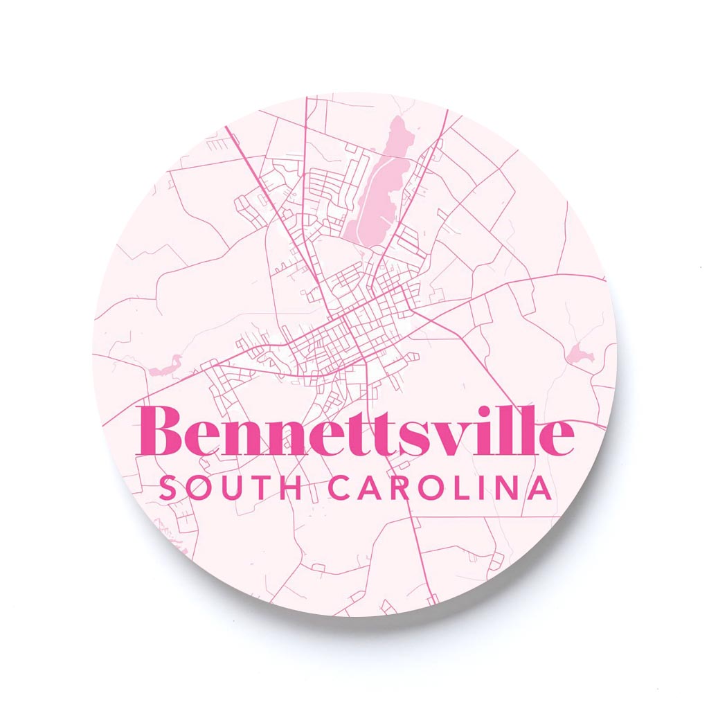 Bright Modern Pink Map Bennettsville SC | 2.65x2.65