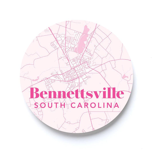 Bright Modern Pink Map Bennettsville SC | 2.65x2.65